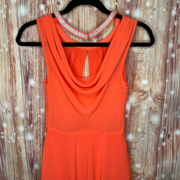 Marine Lu Tangerine Orange Rhinstone Cocktail Dress Size Small. - Picture 3 of 6